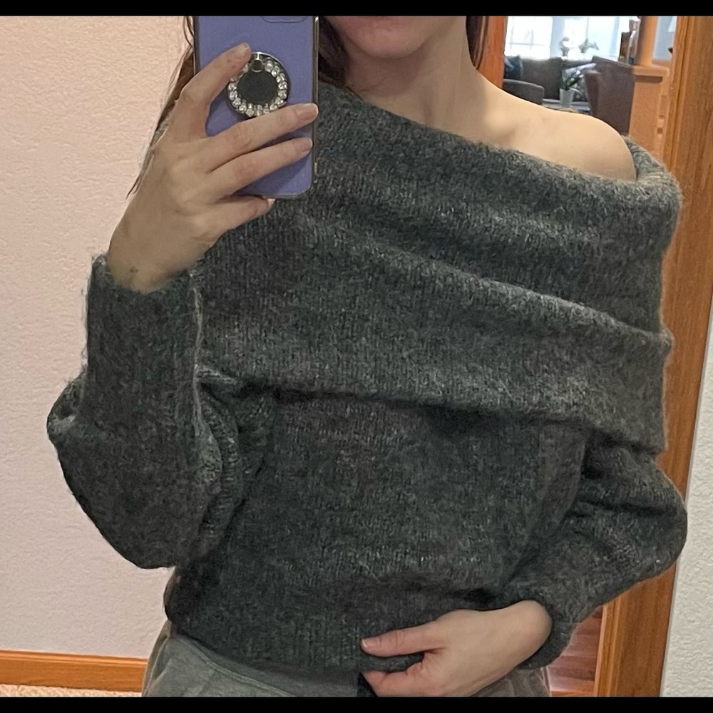 Gray off the shoulder sweater